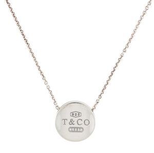 Auth. Tiffany and Co 1837 Concave Round Pendant Necklace W/ Original Box